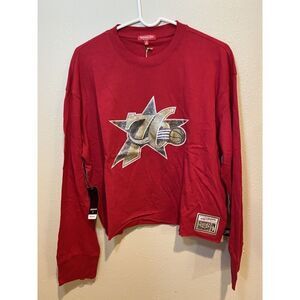 Mitchell & Ness Philadelphia 76ers Crop Top with Glitter Logo Women’s Large